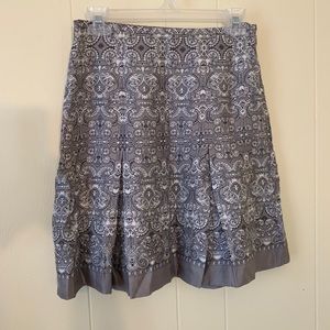 LOFT Skirt Mini Gray Paisley Silk Pleated 0 Petite